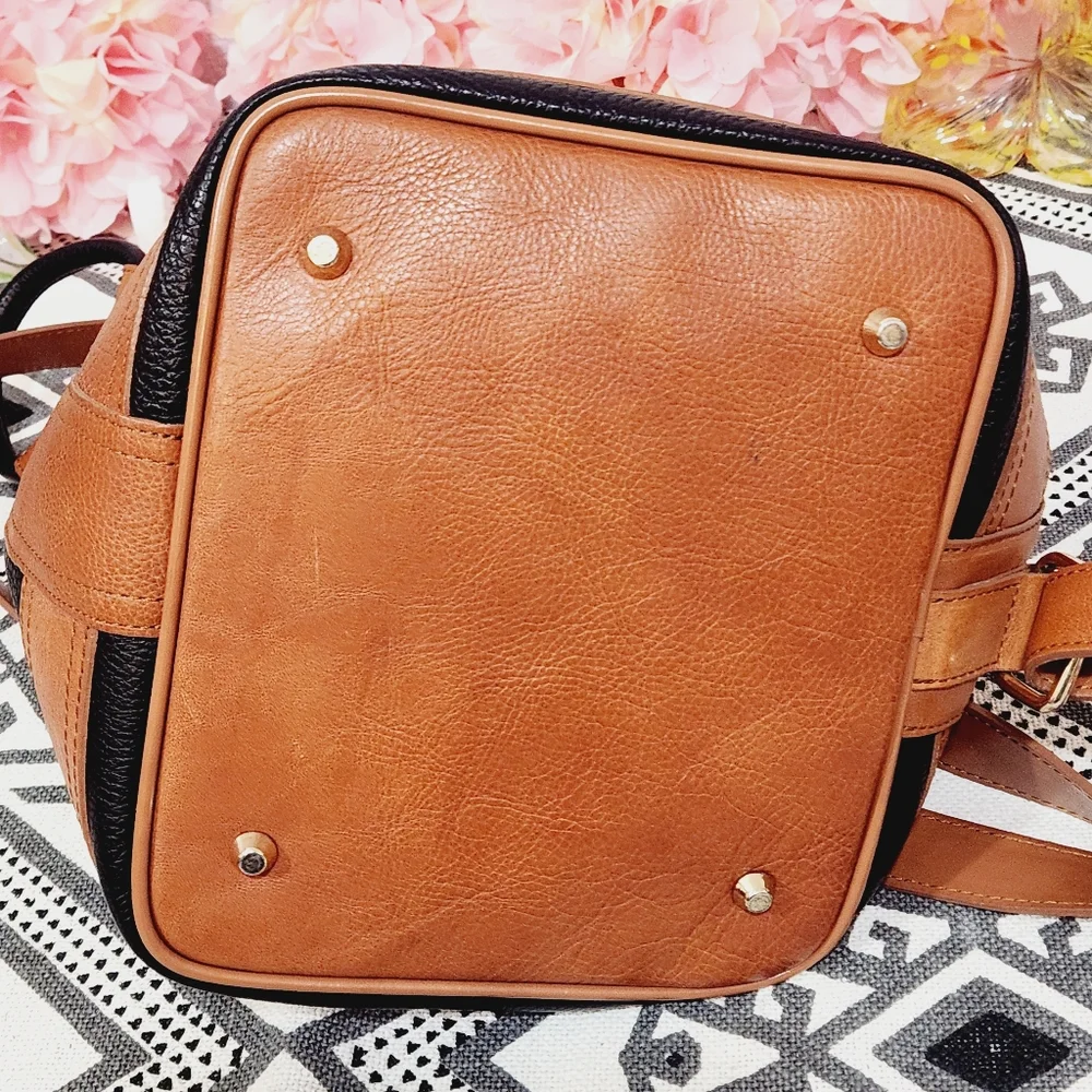 Authentic Valentina Handbag/Sling Backpack Color Black and Tan_12